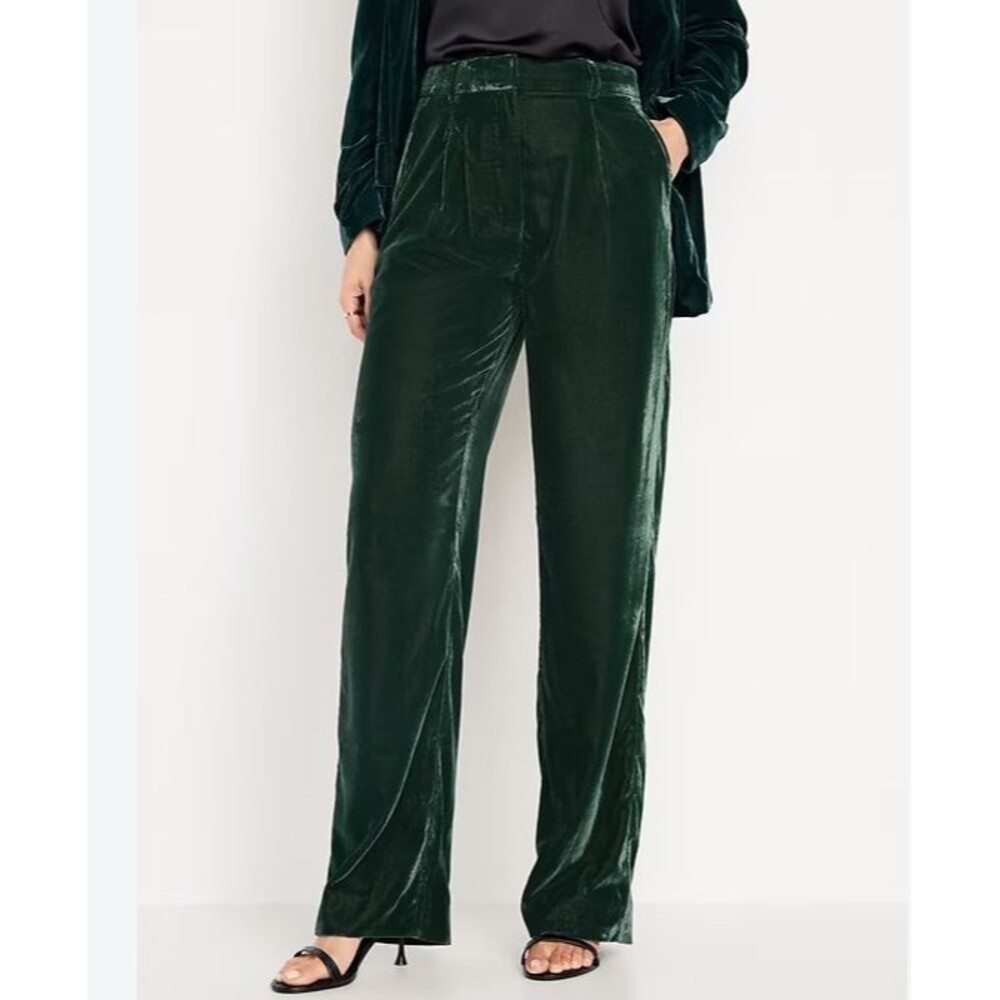 Old Navy Extra High-Rise Taylor Wide Leg Velvet Trouser Pants Size XS Holidays
